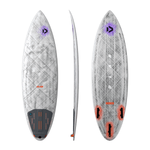 Blur D/LAB - Duotone Blur D/LAB wave kiteboard quad-fin strapless in grey, orange and purple