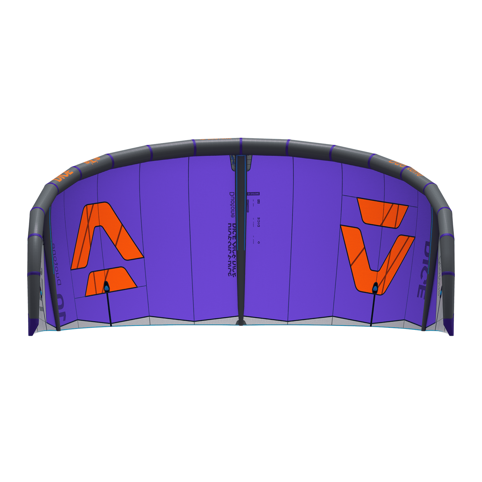 Dice SLS - Duotone Dice SLS LEI kite bottom view in violet purple with orange graphics