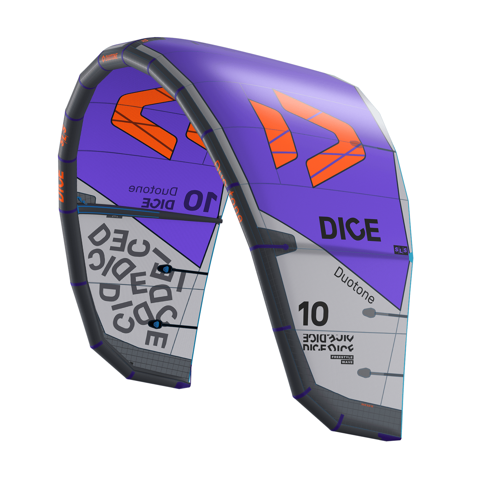 Dice SLS - Duotone Dice SLS LEI kite 10m in purple, light grey and orange