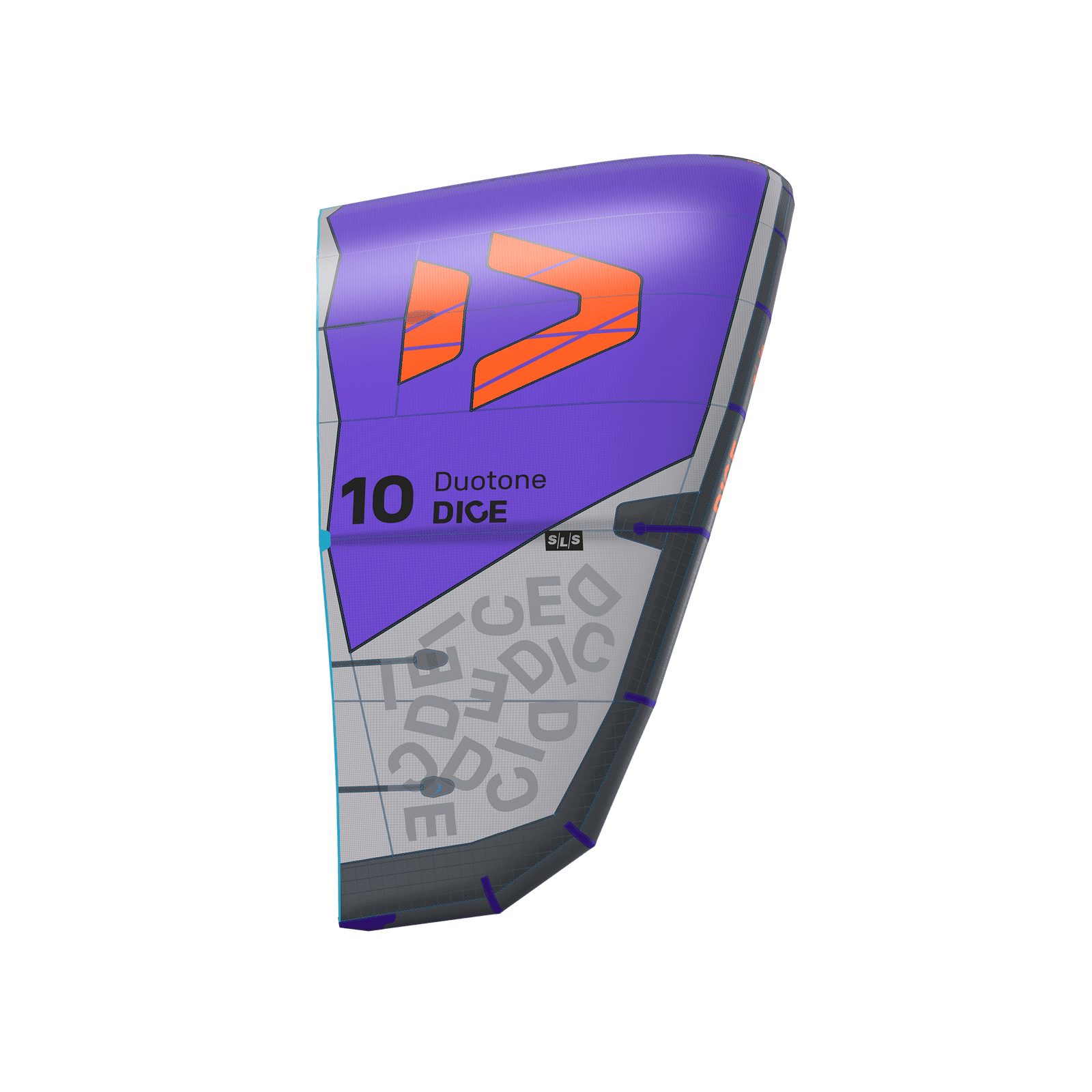 Dice SLS - Duotone Dice SLS LEI kite 10m in violet purple and light grey, side view