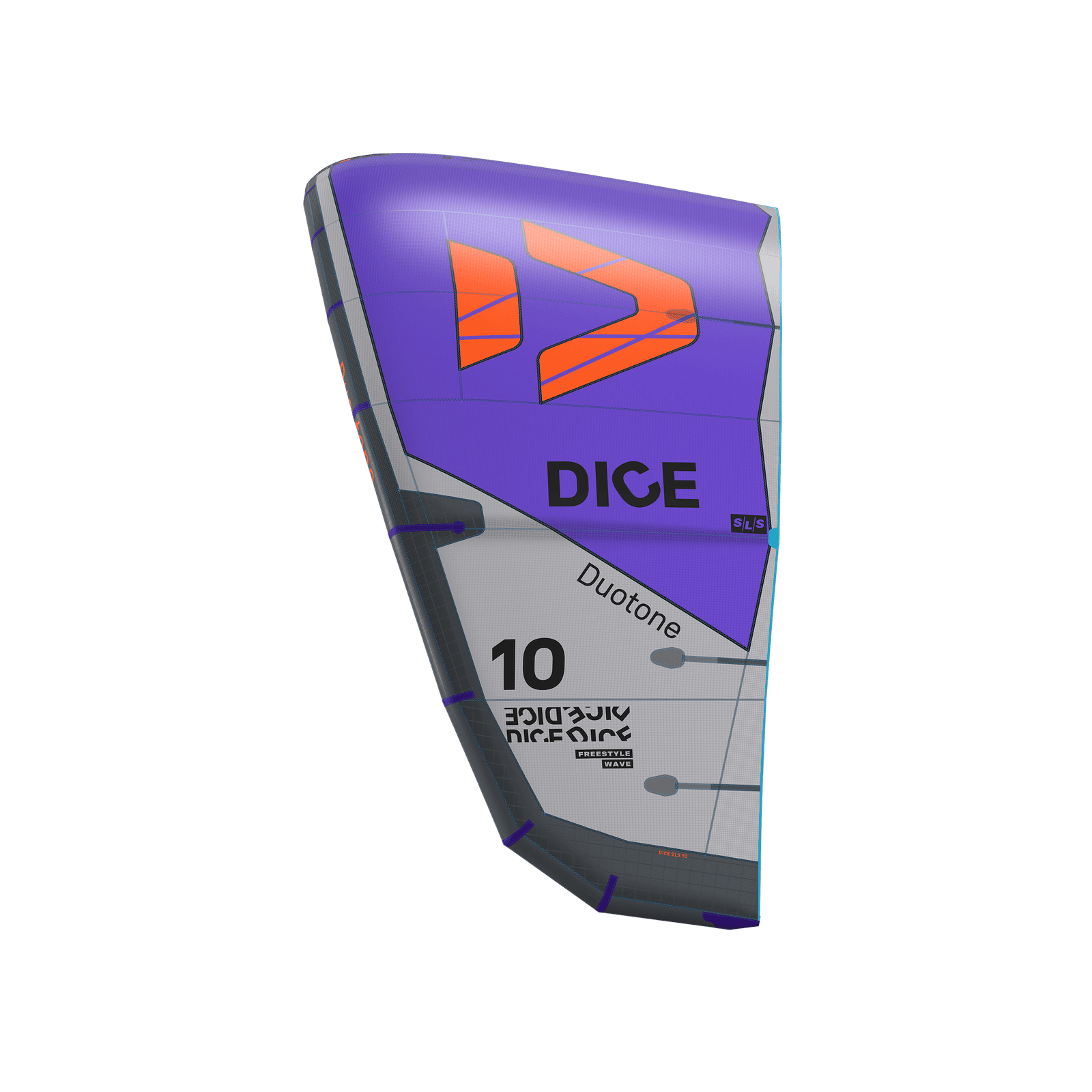 Dice SLS - Duotone Dice SLS LEI kite 10m in violet and silver grey, side view